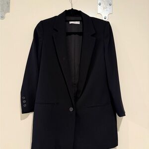 Mango Black Blazer Classic Notched Lapel Suit Jacket